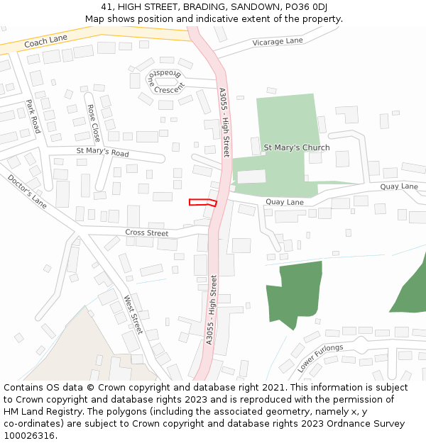 41, HIGH STREET, BRADING, SANDOWN, PO36 0DJ: Location map and indicative extent of plot