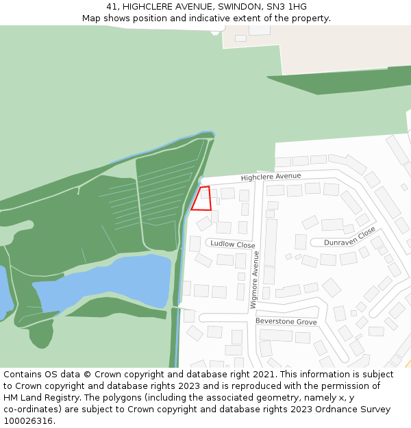 41, HIGHCLERE AVENUE, SWINDON, SN3 1HG: Location map and indicative extent of plot