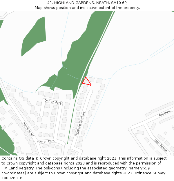 41, HIGHLAND GARDENS, NEATH, SA10 6PJ: Location map and indicative extent of plot