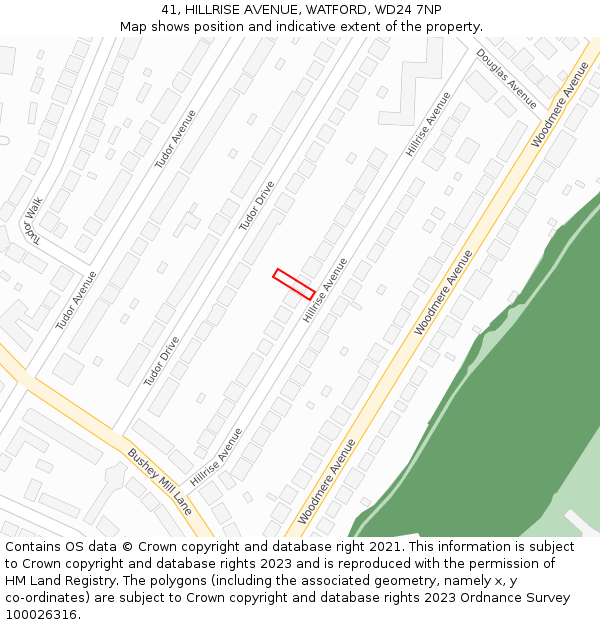 41, HILLRISE AVENUE, WATFORD, WD24 7NP: Location map and indicative extent of plot