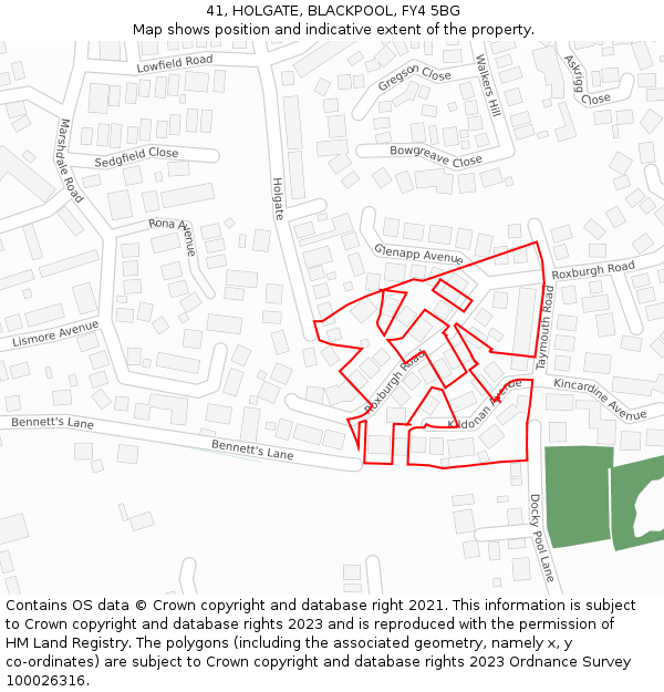 41, HOLGATE, BLACKPOOL, FY4 5BG: Location map and indicative extent of plot