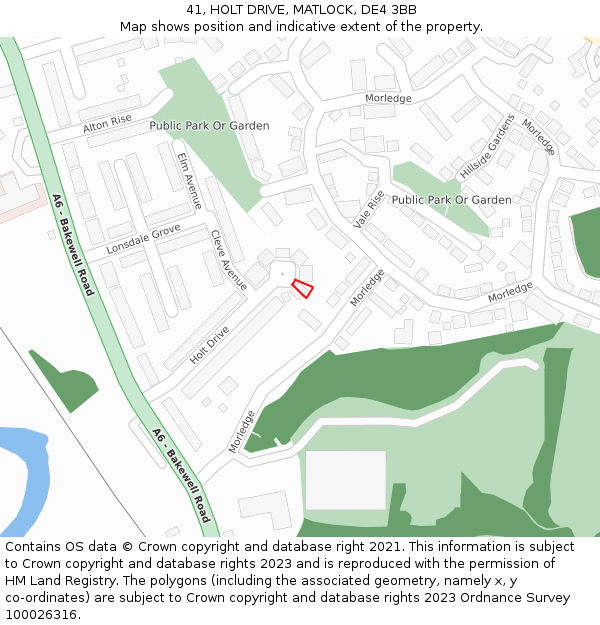 41, HOLT DRIVE, MATLOCK, DE4 3BB: Location map and indicative extent of plot