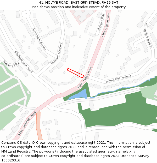 41, HOLTYE ROAD, EAST GRINSTEAD, RH19 3HT: Location map and indicative extent of plot