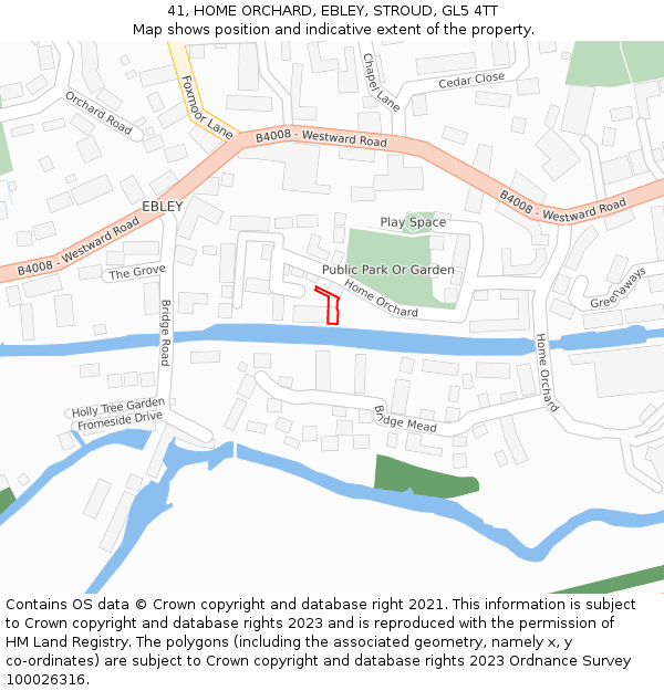 41, HOME ORCHARD, EBLEY, STROUD, GL5 4TT: Location map and indicative extent of plot
