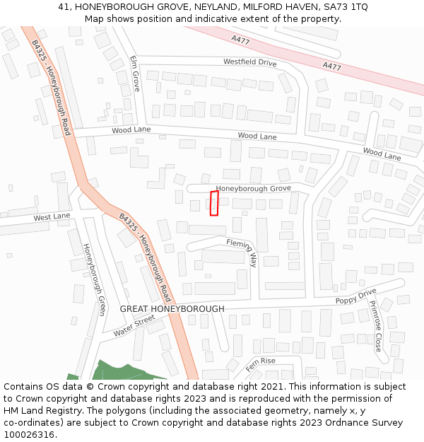 41, HONEYBOROUGH GROVE, NEYLAND, MILFORD HAVEN, SA73 1TQ: Location map and indicative extent of plot