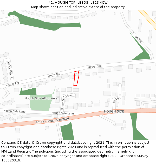 41, HOUGH TOP, LEEDS, LS13 4QW: Location map and indicative extent of plot