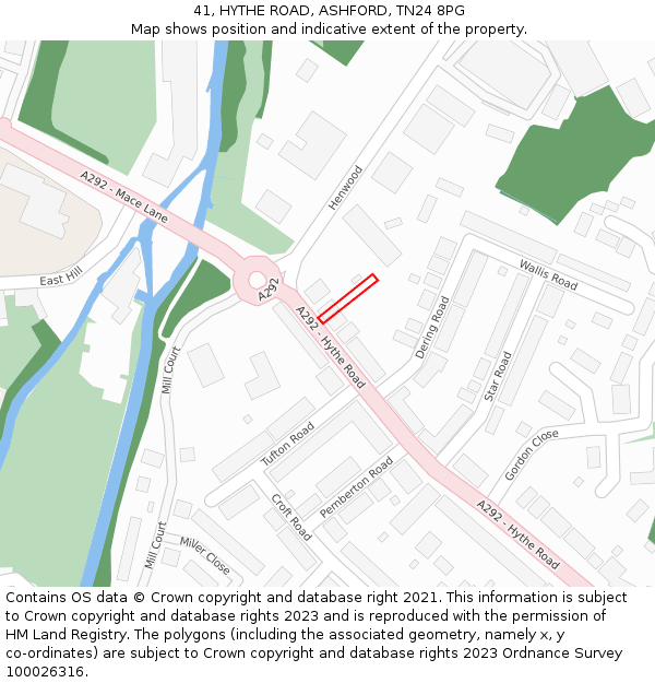 41, HYTHE ROAD, ASHFORD, TN24 8PG: Location map and indicative extent of plot