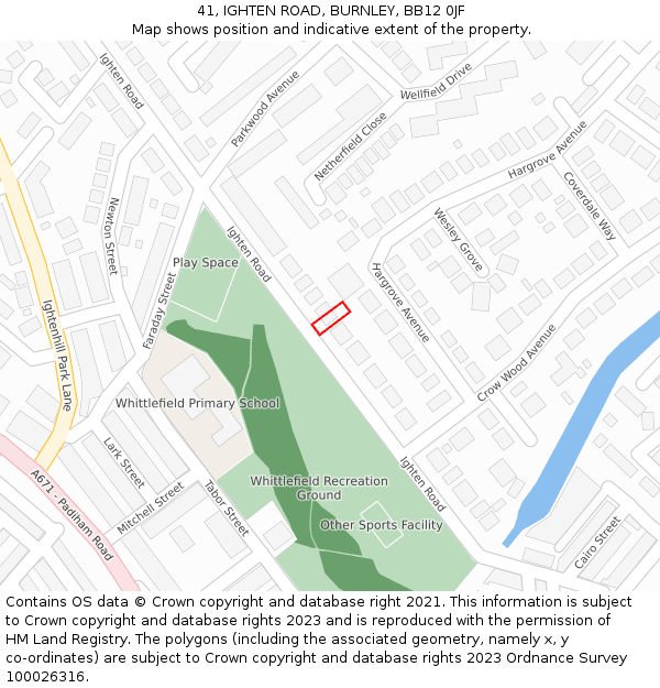 41, IGHTEN ROAD, BURNLEY, BB12 0JF: Location map and indicative extent of plot