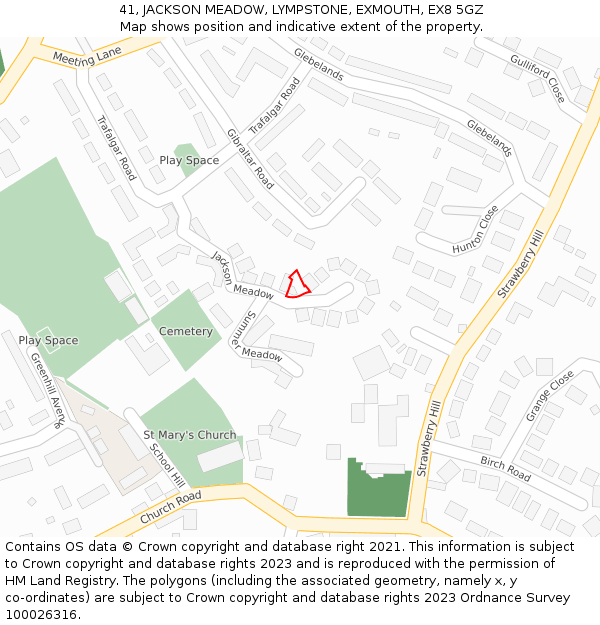 41, JACKSON MEADOW, LYMPSTONE, EXMOUTH, EX8 5GZ: Location map and indicative extent of plot