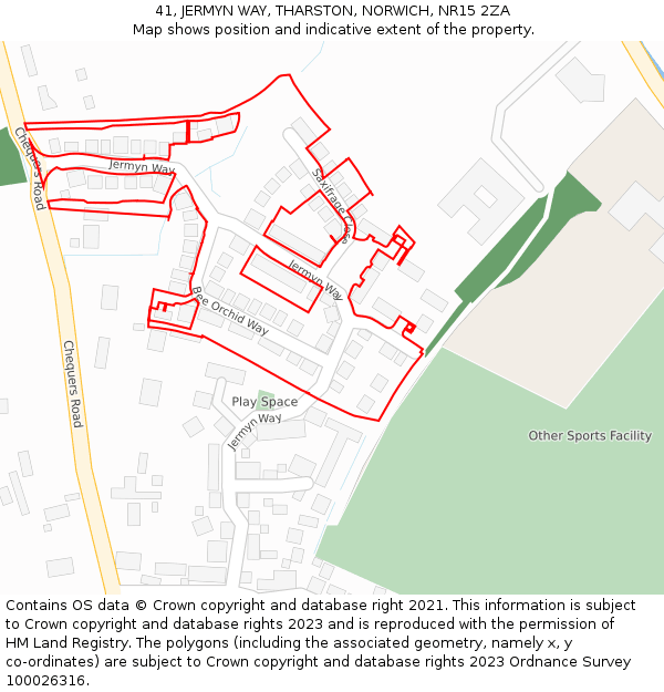 41, JERMYN WAY, THARSTON, NORWICH, NR15 2ZA: Location map and indicative extent of plot