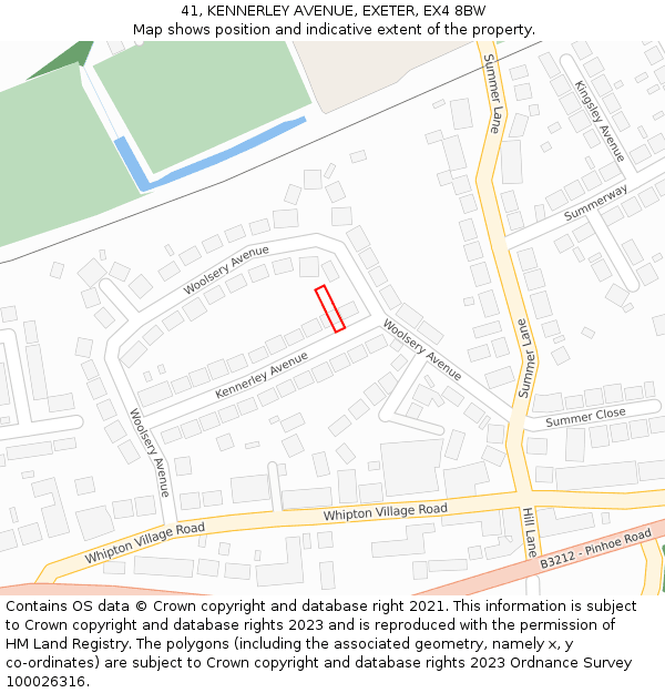 41, KENNERLEY AVENUE, EXETER, EX4 8BW: Location map and indicative extent of plot