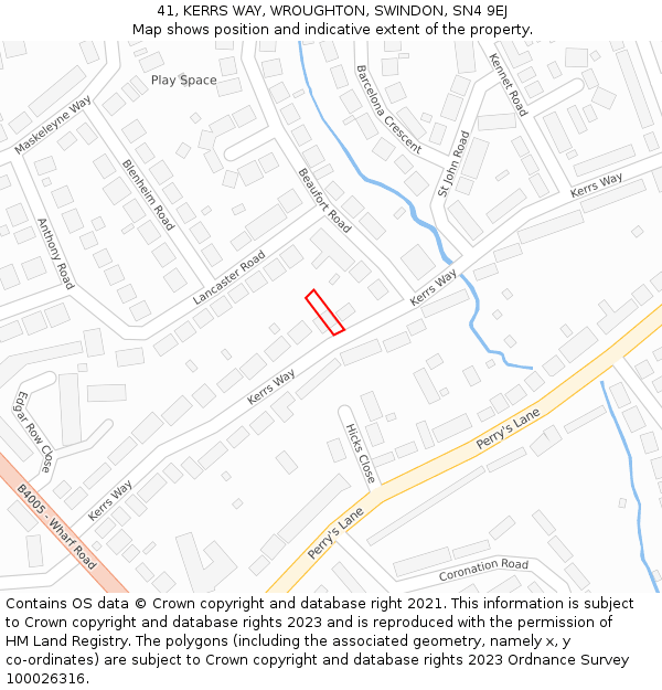 41, KERRS WAY, WROUGHTON, SWINDON, SN4 9EJ: Location map and indicative extent of plot