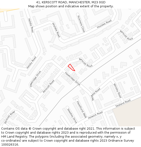 41, KERSCOTT ROAD, MANCHESTER, M23 0GD: Location map and indicative extent of plot