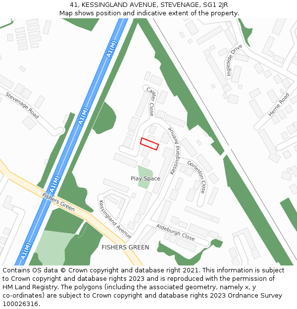 41, KESSINGLAND AVENUE, STEVENAGE, SG1 2JR: Location map and indicative extent of plot