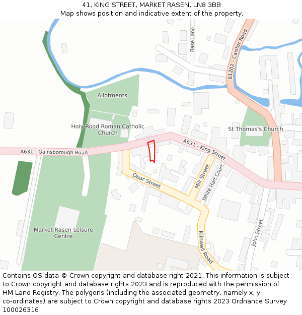 41, KING STREET, MARKET RASEN, LN8 3BB: Location map and indicative extent of plot