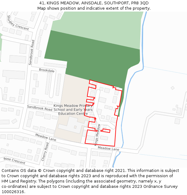 41, KINGS MEADOW, AINSDALE, SOUTHPORT, PR8 3QD: Location map and indicative extent of plot