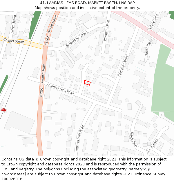 41, LAMMAS LEAS ROAD, MARKET RASEN, LN8 3AP: Location map and indicative extent of plot