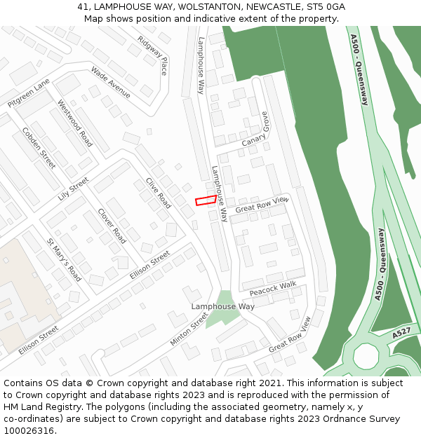 41, LAMPHOUSE WAY, WOLSTANTON, NEWCASTLE, ST5 0GA: Location map and indicative extent of plot