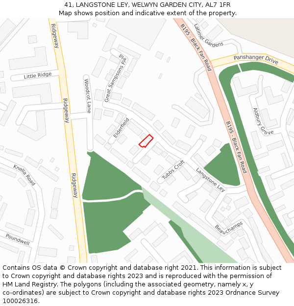 41, LANGSTONE LEY, WELWYN GARDEN CITY, AL7 1FR: Location map and indicative extent of plot