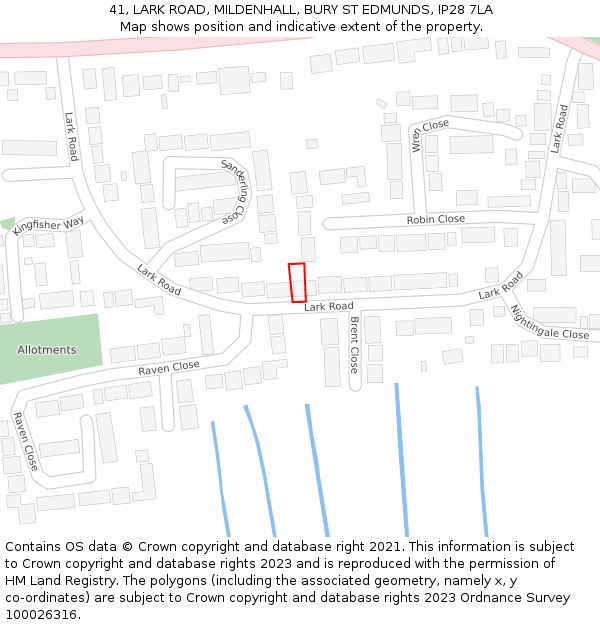 41, LARK ROAD, MILDENHALL, BURY ST EDMUNDS, IP28 7LA: Location map and indicative extent of plot