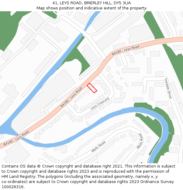 41, LEYS ROAD, BRIERLEY HILL, DY5 3UA: Location map and indicative extent of plot