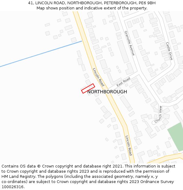 41, LINCOLN ROAD, NORTHBOROUGH, PETERBOROUGH, PE6 9BH: Location map and indicative extent of plot