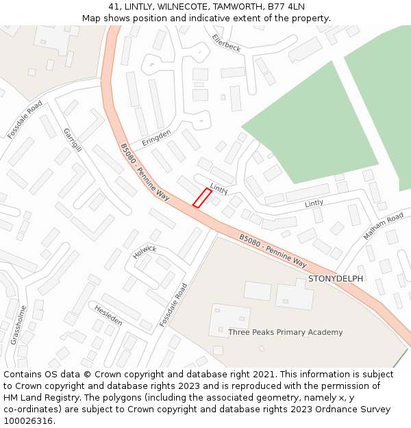 41, LINTLY, WILNECOTE, TAMWORTH, B77 4LN: Location map and indicative extent of plot