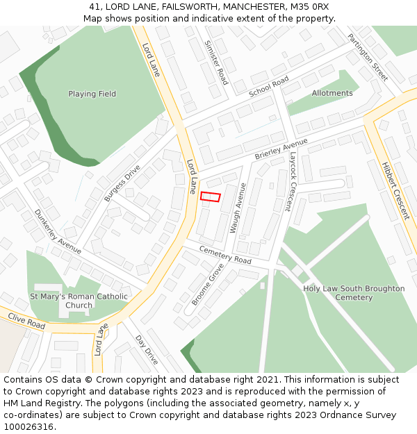 41, LORD LANE, FAILSWORTH, MANCHESTER, M35 0RX: Location map and indicative extent of plot