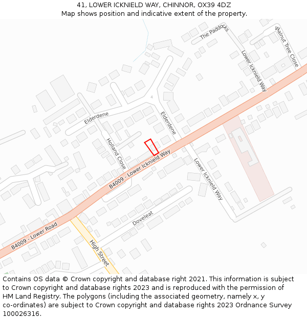 41, LOWER ICKNIELD WAY, CHINNOR, OX39 4DZ: Location map and indicative extent of plot