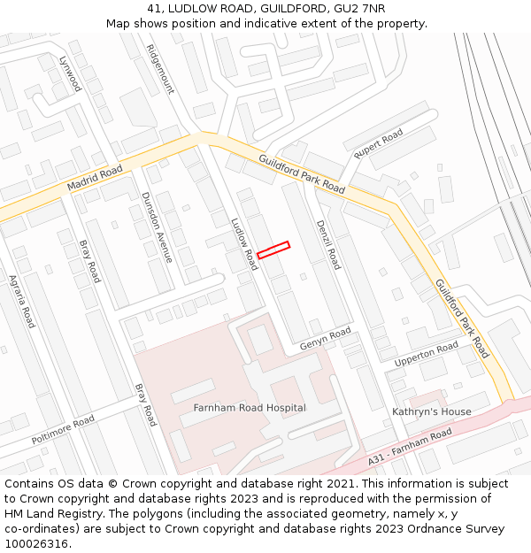 41, LUDLOW ROAD, GUILDFORD, GU2 7NR: Location map and indicative extent of plot