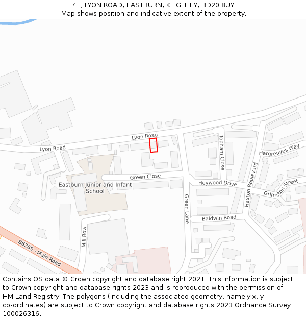 41, LYON ROAD, EASTBURN, KEIGHLEY, BD20 8UY: Location map and indicative extent of plot