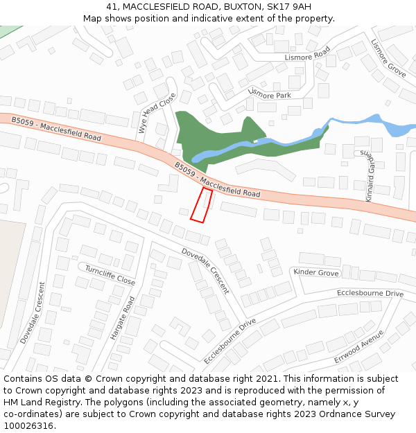 41, MACCLESFIELD ROAD, BUXTON, SK17 9AH: Location map and indicative extent of plot