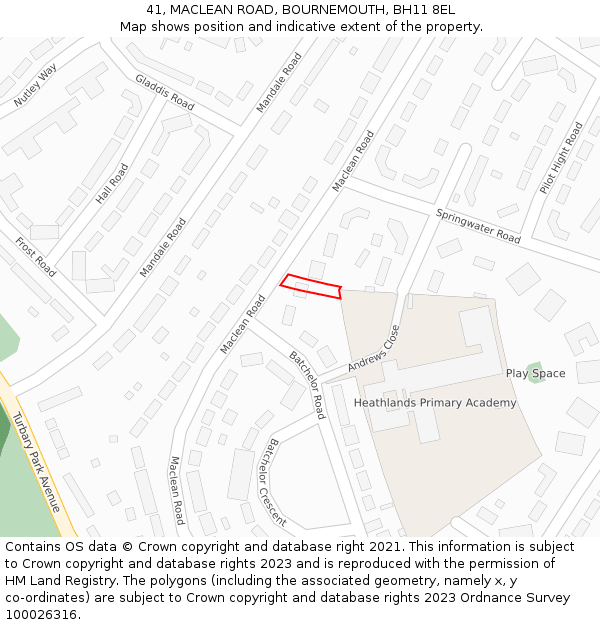 41, MACLEAN ROAD, BOURNEMOUTH, BH11 8EL: Location map and indicative extent of plot