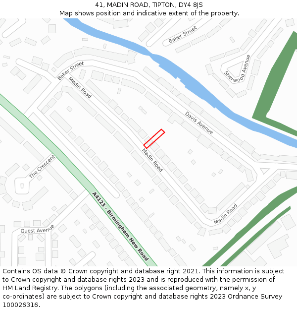 41, MADIN ROAD, TIPTON, DY4 8JS: Location map and indicative extent of plot