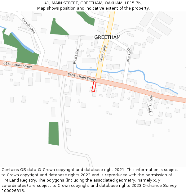 41, MAIN STREET, GREETHAM, OAKHAM, LE15 7NJ: Location map and indicative extent of plot