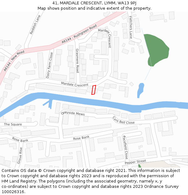 41, MARDALE CRESCENT, LYMM, WA13 9PJ: Location map and indicative extent of plot