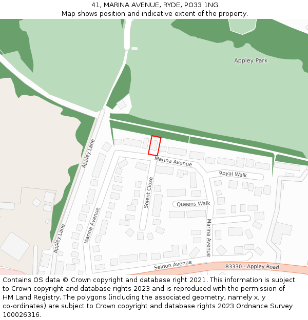 41, MARINA AVENUE, RYDE, PO33 1NG: Location map and indicative extent of plot