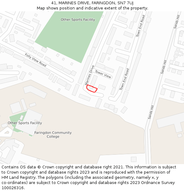 41, MARINES DRIVE, FARINGDON, SN7 7UJ: Location map and indicative extent of plot