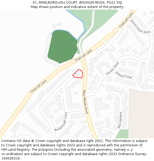 41, MARLBOROUGH COURT, BOGNOR REGIS, PO21 5QJ: Location map and indicative extent of plot