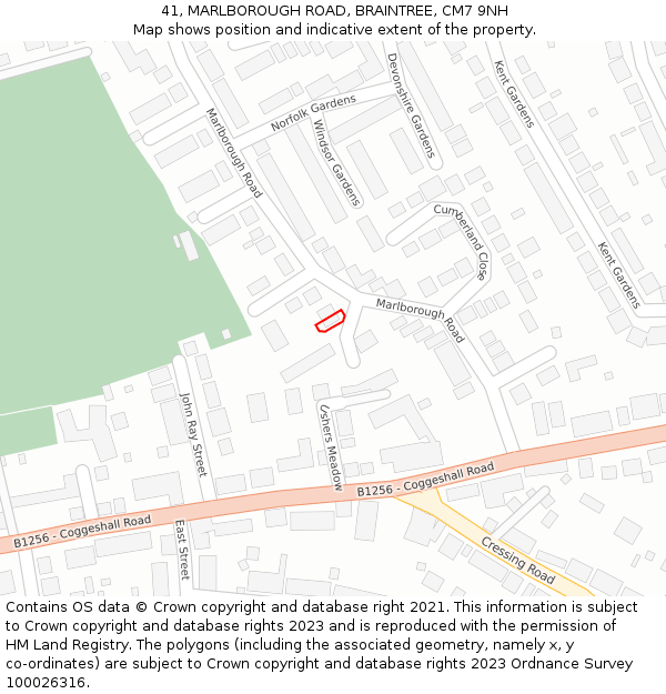 41, MARLBOROUGH ROAD, BRAINTREE, CM7 9NH: Location map and indicative extent of plot