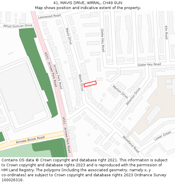 41, MAVIS DRIVE, WIRRAL, CH49 0UN: Location map and indicative extent of plot