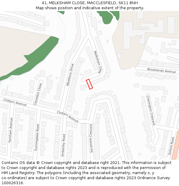 41, MELKSHAM CLOSE, MACCLESFIELD, SK11 8NH: Location map and indicative extent of plot