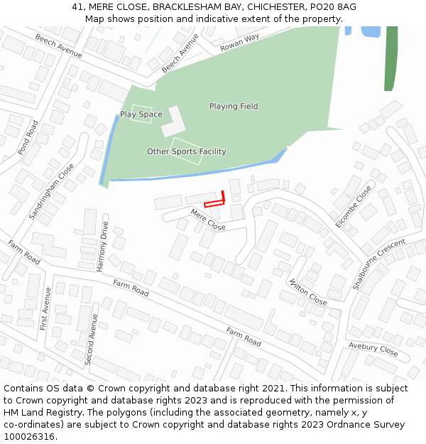 41, MERE CLOSE, BRACKLESHAM BAY, CHICHESTER, PO20 8AG: Location map and indicative extent of plot