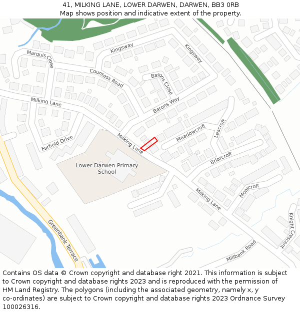 41, MILKING LANE, LOWER DARWEN, DARWEN, BB3 0RB: Location map and indicative extent of plot