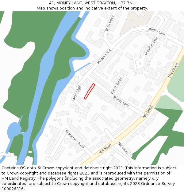 41, MONEY LANE, WEST DRAYTON, UB7 7NU: Location map and indicative extent of plot