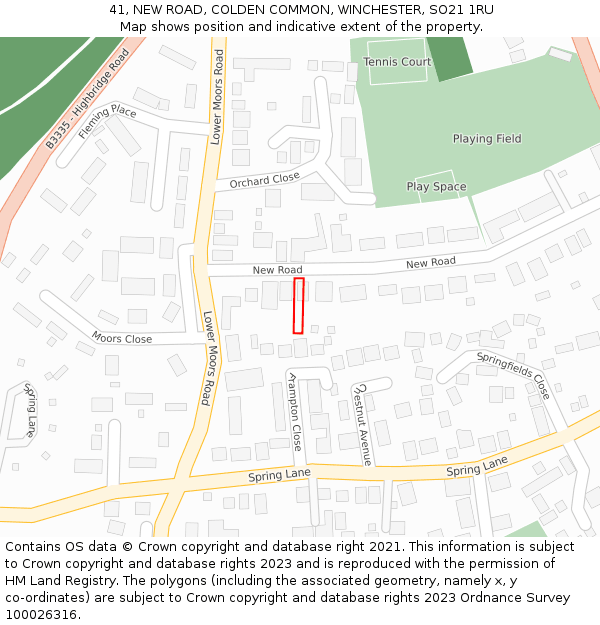 41, NEW ROAD, COLDEN COMMON, WINCHESTER, SO21 1RU: Location map and indicative extent of plot