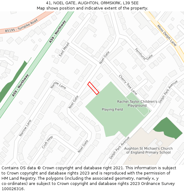 41, NOEL GATE, AUGHTON, ORMSKIRK, L39 5EE: Location map and indicative extent of plot