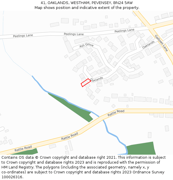 41, OAKLANDS, WESTHAM, PEVENSEY, BN24 5AW: Location map and indicative extent of plot