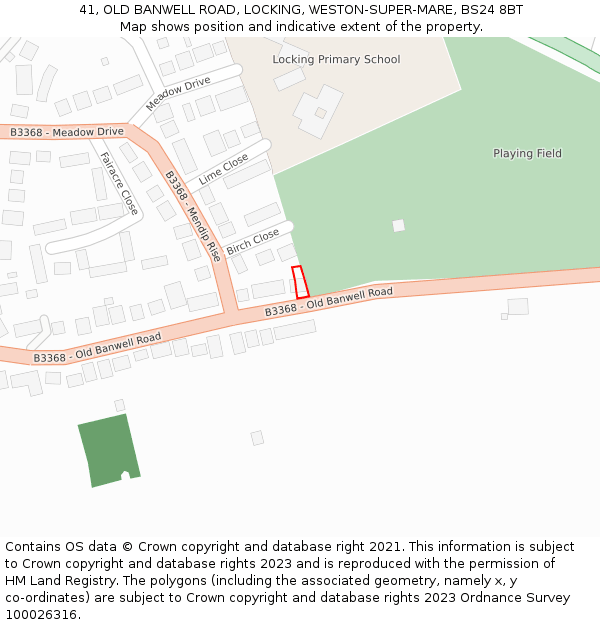 41, OLD BANWELL ROAD, LOCKING, WESTON-SUPER-MARE, BS24 8BT: Location map and indicative extent of plot