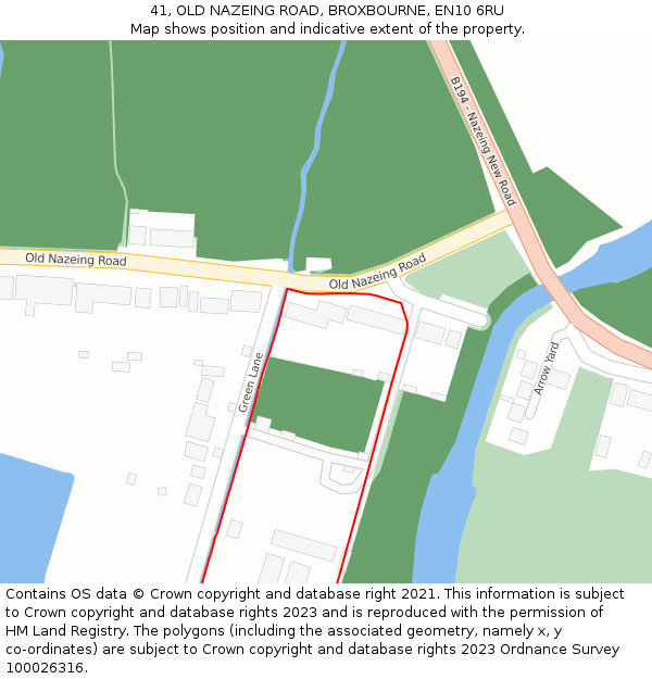 41, OLD NAZEING ROAD, BROXBOURNE, EN10 6RU: Location map and indicative extent of plot